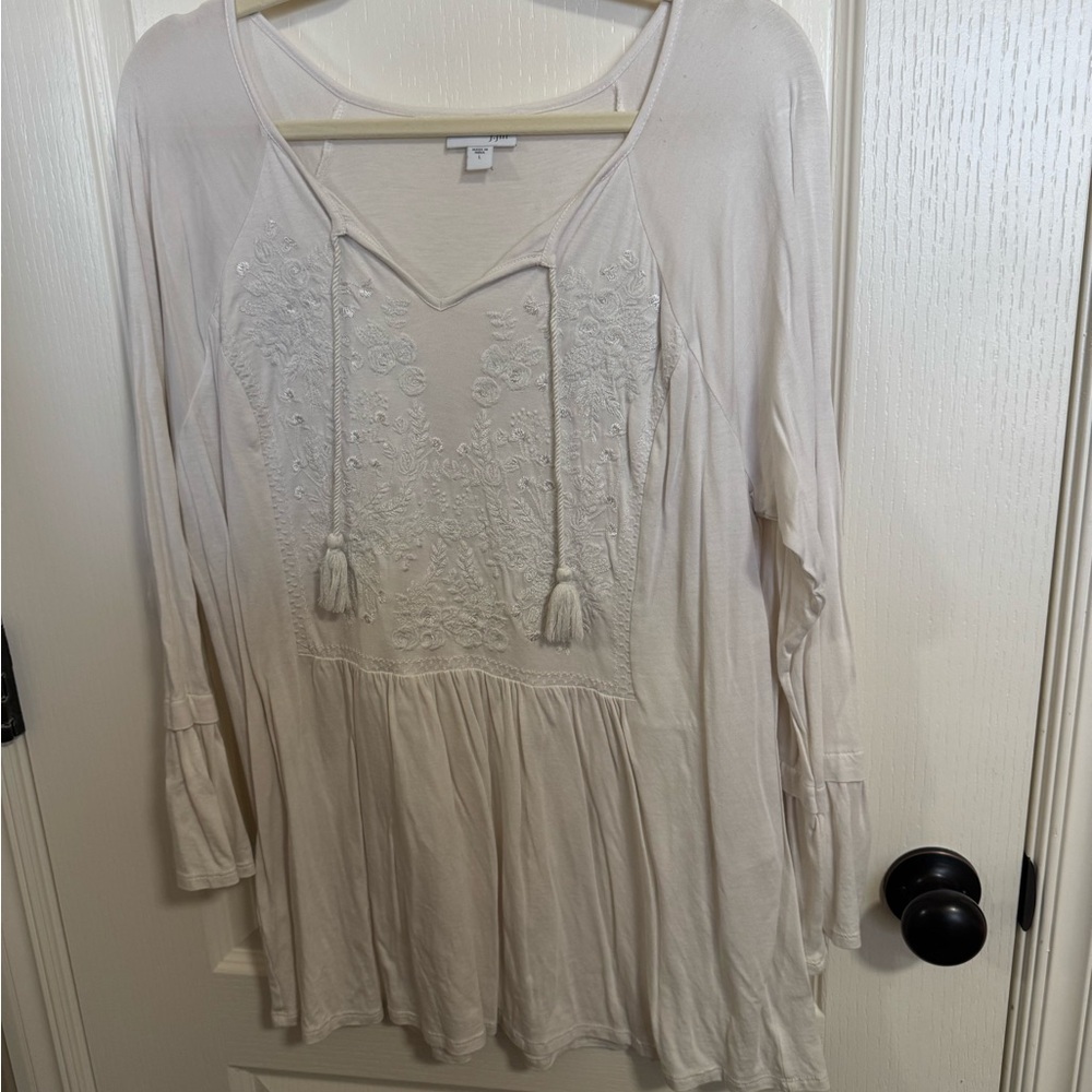 J. Jill Embroidered Boho Tunic with Bell Sleeves